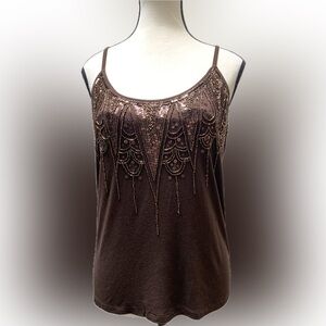 LUISA CERANO sequins & beads tank top